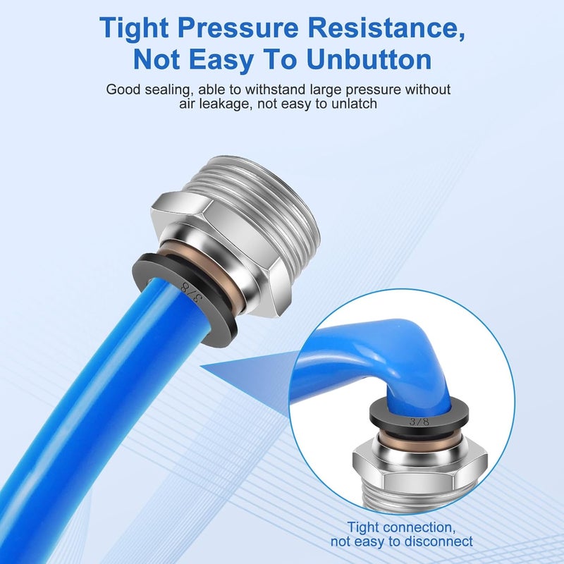 cnaodun 12 Pcs Push to Connect Fittings 3/8 Inch Tube OD x 1/2 Inch NPT Thread Pneumatic Male Straight and Elbow Quick Connect Air line fittings - Image 4